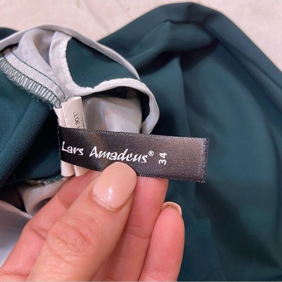 New without Tags Lars Amadeus Men's Pants Pleated Zip Hem Tapered Cropped 34‎ - Picture 14 of 16